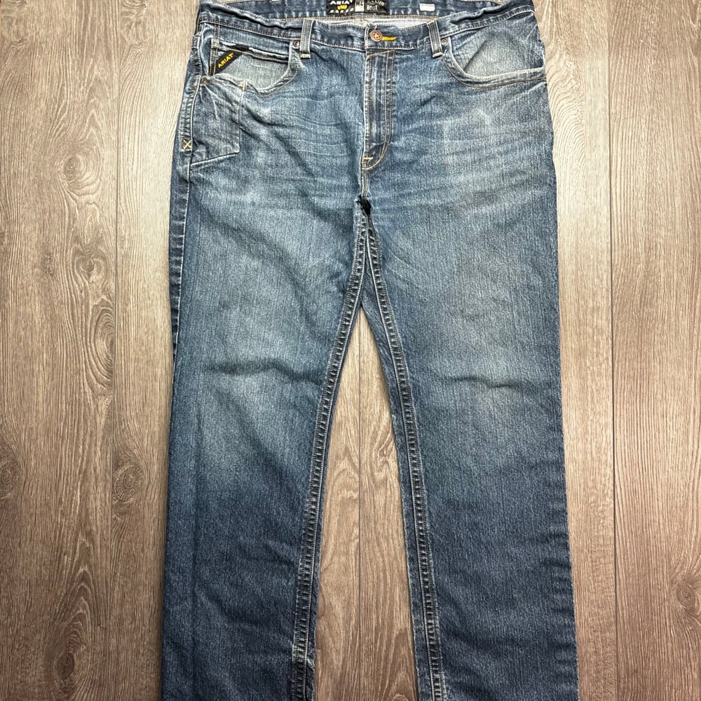 Ariat Rebar M4 Relaxed Boot Mens Blue Denim Jeans 40x34 Medium Wash Workwear